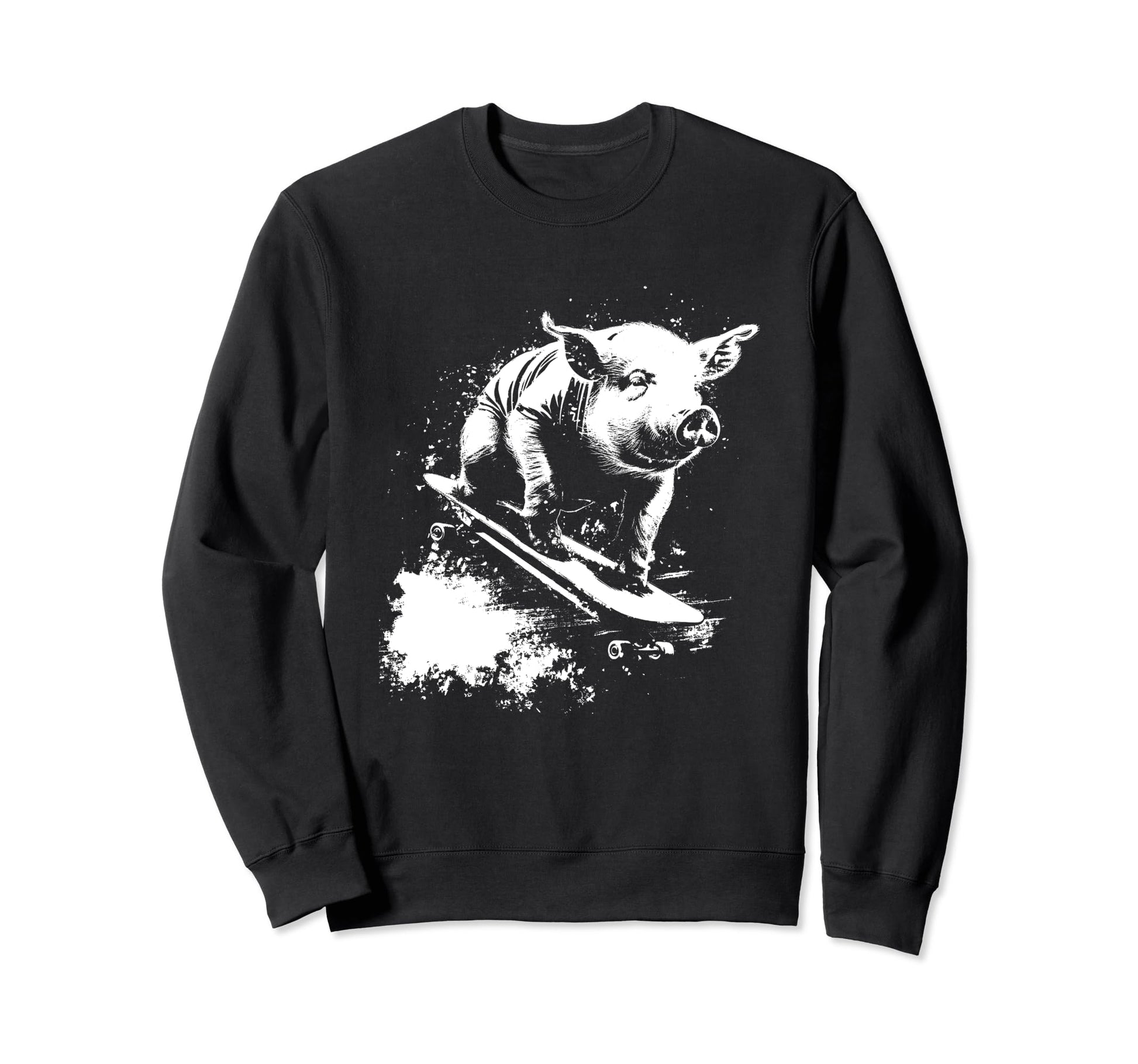 Funny Pig Riding Skateboard 90S Grunge Sweatshirt - Novelty Apparel Unisex - T-Shirt, Sweatshirt, Hoodie