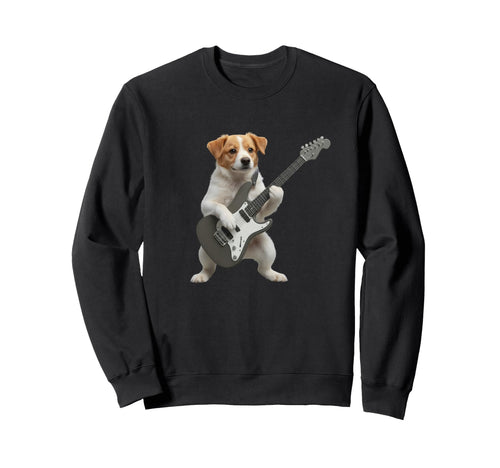 Funny Guitar Puppy Rocking Sweatshirt - Casual Everyday Wear for Adults - T-Shirt, Sweatshirt, Hoodie