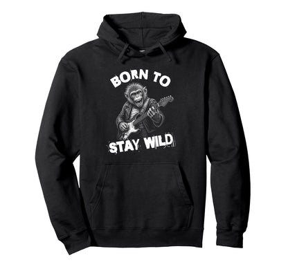 Born To Play Loud Monkey Guitar Hoodie - Aesthetic Graphic for Adults - T-Shirt, Sweatshirt, Hoodie