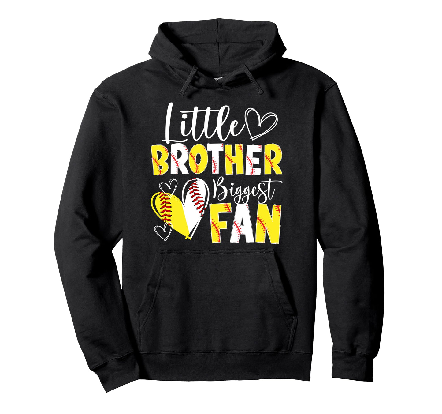 Little Brother Biggest Fan Baseball Hoodie - Unique Graphic Unisex - T-Shirt, Sweatshirt, Hoodie