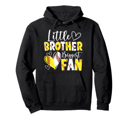 Little Brother Biggest Fan Baseball Hoodie - Unique Graphic Unisex - T-Shirt, Sweatshirt, Hoodie