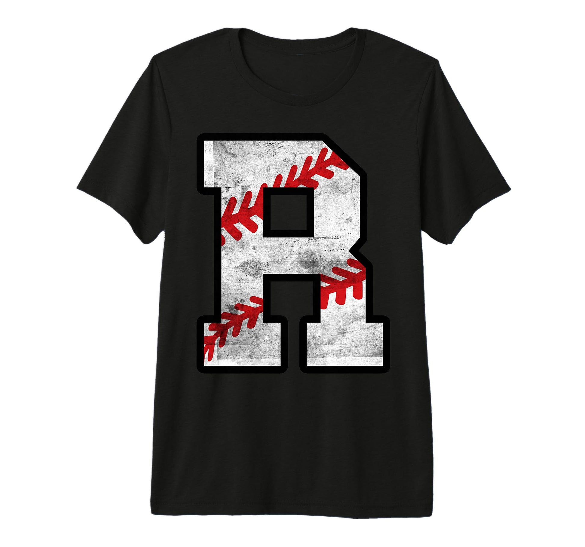 Distressed Baseball Letter R Tri Blend T-Shirt - Unique Graphic Unisex - T-Shirt, Sweatshirt, Hoodie