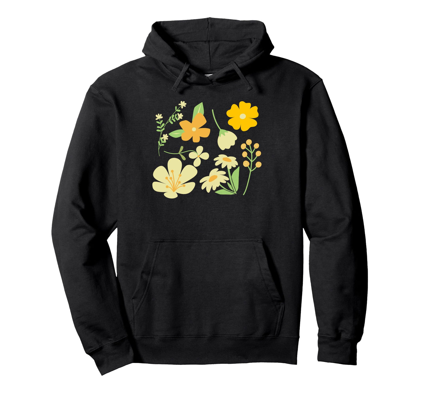 Boho Floral Warm Yellow Wildflower Vibes Hoodie - Trendy Graphic Men Women - T-Shirt, Sweatshirt, Hoodie