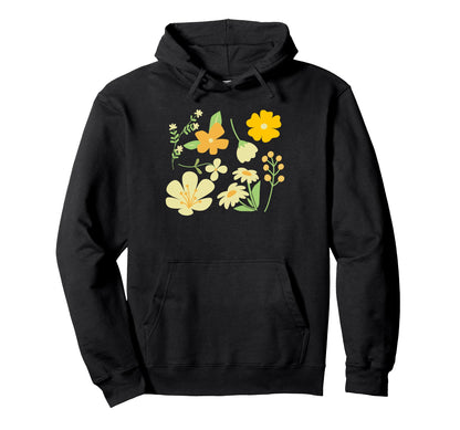 Boho Floral Warm Yellow Wildflower Vibes Hoodie - Trendy Graphic Men Women - T-Shirt, Sweatshirt, Hoodie