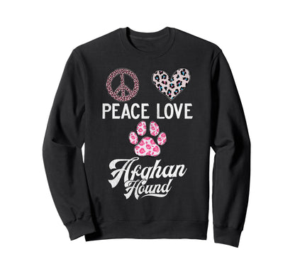 Peace Love Afghan Hound Sweatshirt - Custom Art Print for Adults - T-Shirt, Sweatshirt, Hoodie