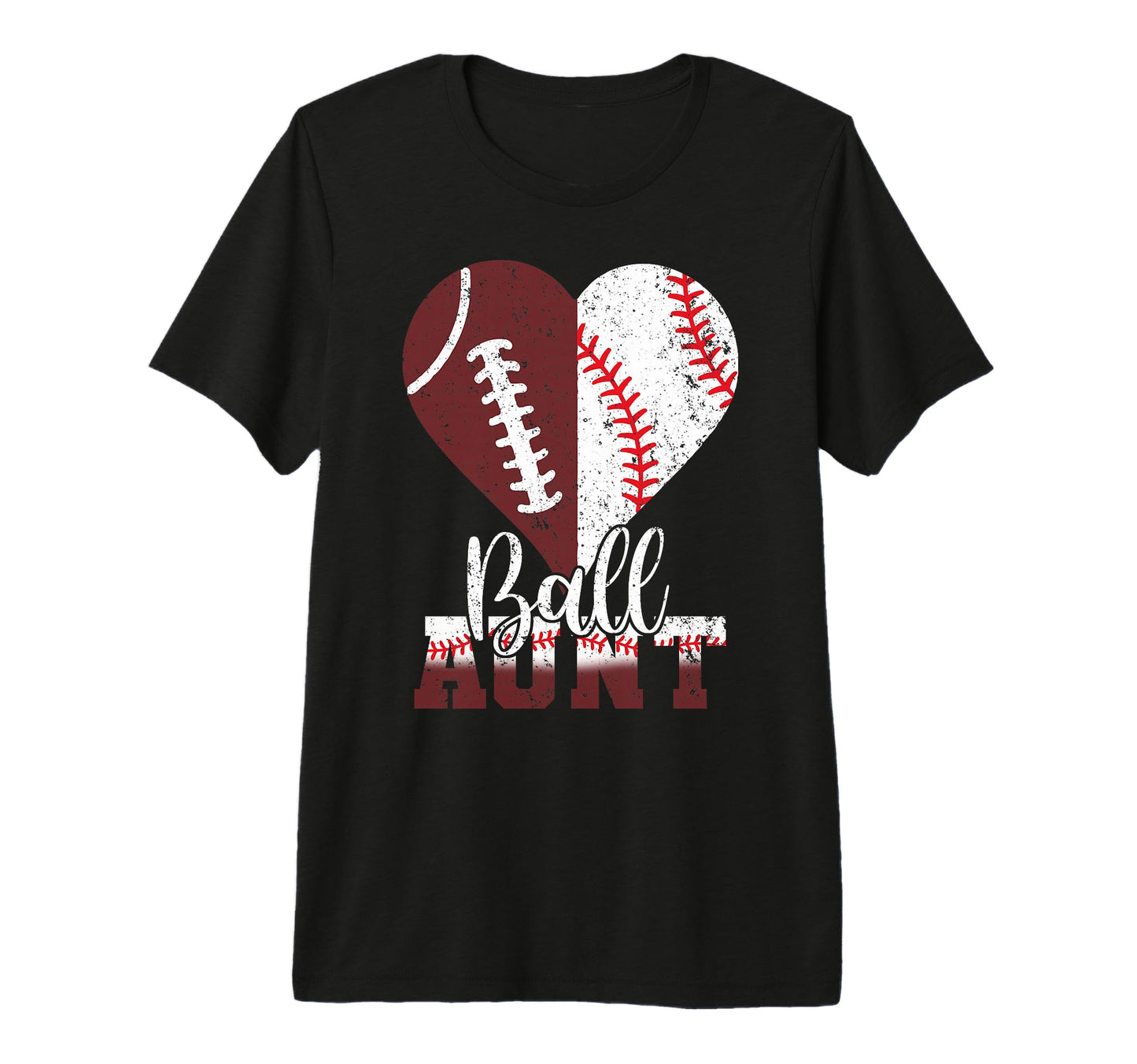 Ball Aunt Heart Funny Football Baseball T-Shirt - Custom Art Print Unisex - T-Shirt, Sweatshirt, Hoodie