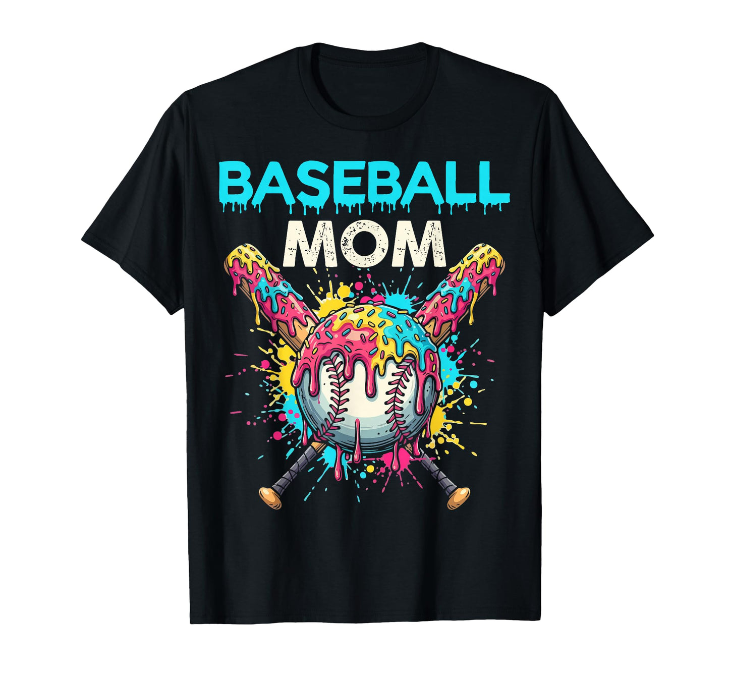 Baseball Mom Ice Cream Drip Crossed T-Shirt - Novelty Apparel for Adults - T-Shirt, Sweatshirt, Hoodie