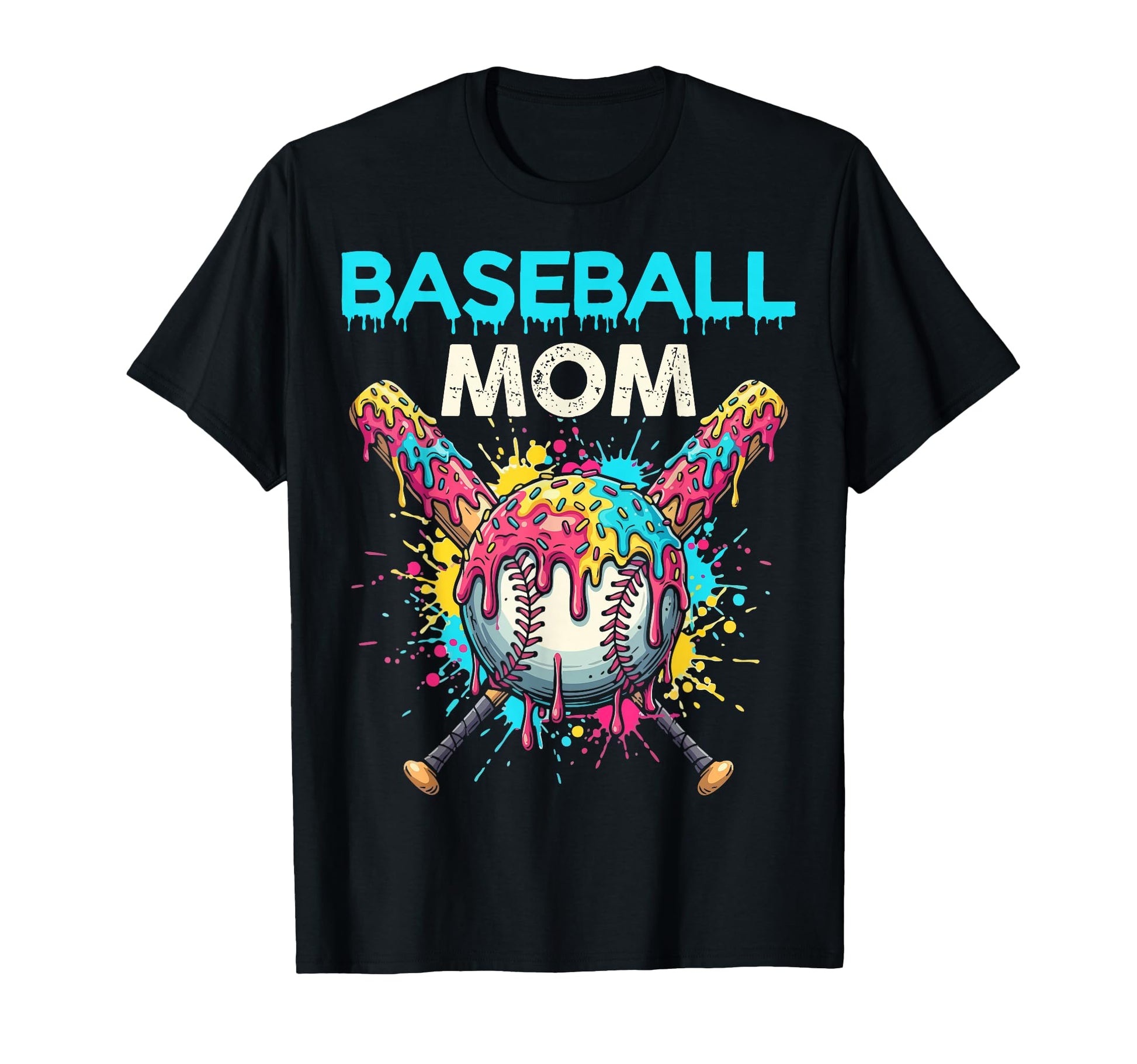 Baseball Mom Ice Cream Drip Crossed T-Shirt - Novelty Apparel for Adults - T-Shirt, Sweatshirt, Hoodie