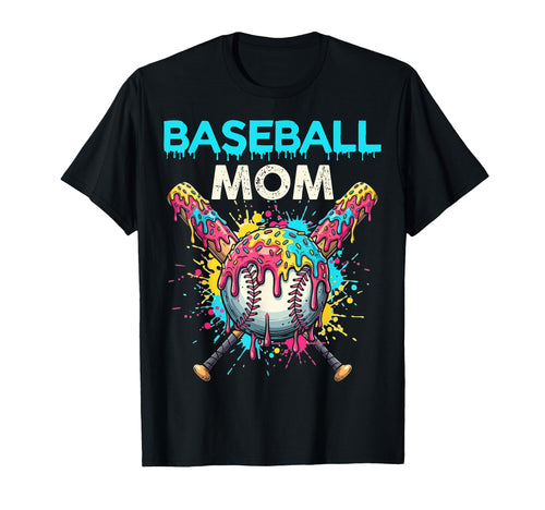 Baseball Mom Ice Cream Drip Crossed T-Shirt - Novelty Apparel for Adults - T-Shirt, Sweatshirt, Hoodie