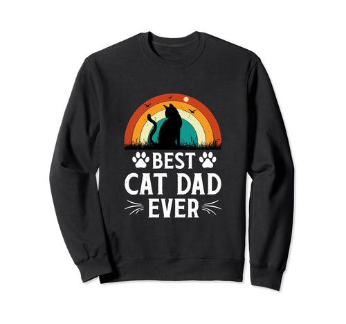 Cat Silhouette Rainbow Best Cat Dad Sweatshirt - Trendy Graphic for Adults - T-Shirt, Sweatshirt, Hoodie