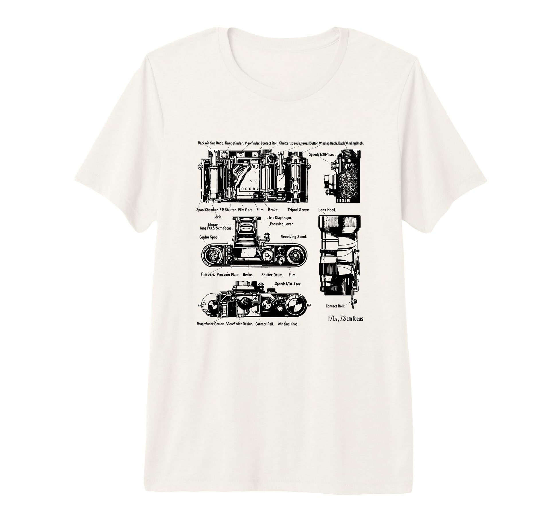 Low Aperture F1 9 Film Camera Diagram T-Shirt - Trendy Graphic for Adults - T-Shirt, Sweatshirt, Hoodie
