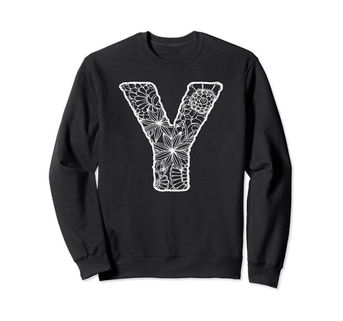 Capital Letter Y Floral Chic Boho Sweatshirt - Graphic Print for Adults - T-Shirt, Sweatshirt, Hoodie