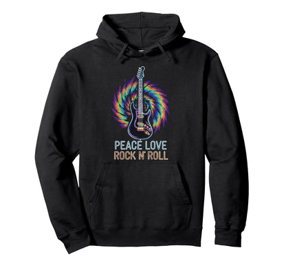 Peace Love Rockn Roll Hippie Music Hoodie - Streetwear Style for Adults - T-Shirt, Sweatshirt, Hoodie