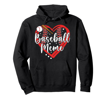 Baseball Meme Heart Meme Baseball Hoodie - Minimalist Print for Adults - T-Shirt, Sweatshirt, Hoodie