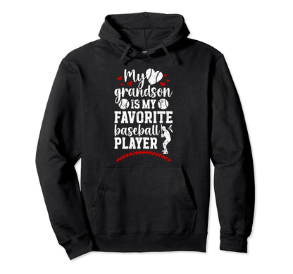 My Grandson Baseball Grandma Baseball Player Hoodie - Graphic Print Unisex - T-Shirt, Sweatshirt, Hoodie