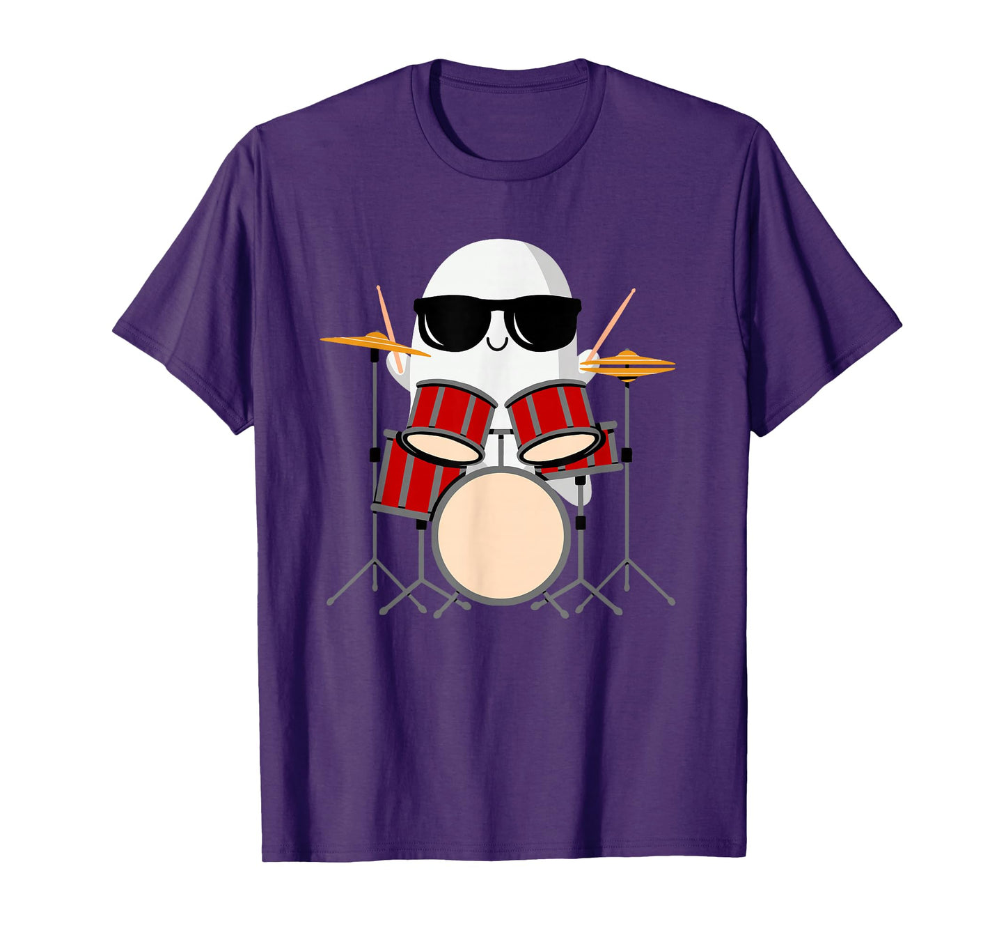 Funny Ghost Drummer Spooky Halloween T-Shirt - Casual Everyday Wear Unisex - T-Shirt, Sweatshirt, Hoodie
