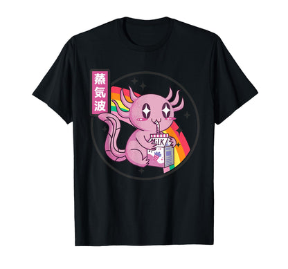 Axolotl Strawberry Milk Kawaii Rainbow T-Shirt - Trendy Graphic for Adults - T-Shirt, Sweatshirt, Hoodie