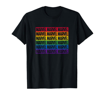 Marvel Comics Rainbow Block Logo Stack T-Shirt - Novelty Apparel Men Women - T-Shirt, Sweatshirt, Hoodie