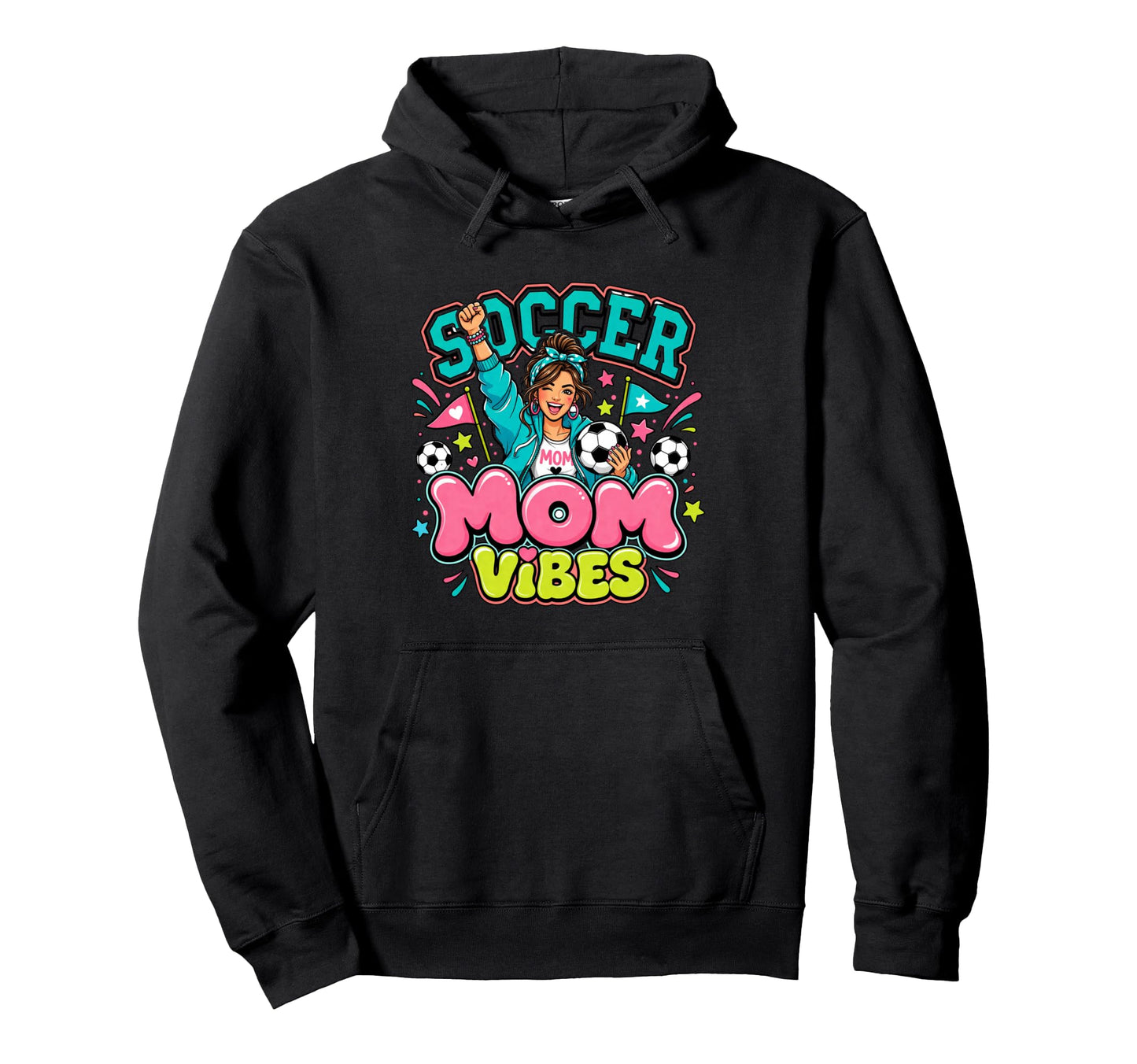 Soccer Mom Vibes Sports Cheer Hoodie - Casual Everyday Wear for Adults - T-Shirt, Sweatshirt, Hoodie