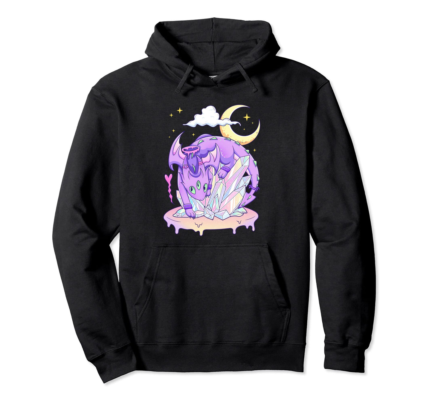 Kawaii Pastel Goth Creepy Crystal Dragon Hoodie - Aesthetic Graphic Unisex - T-Shirt, Sweatshirt, Hoodie