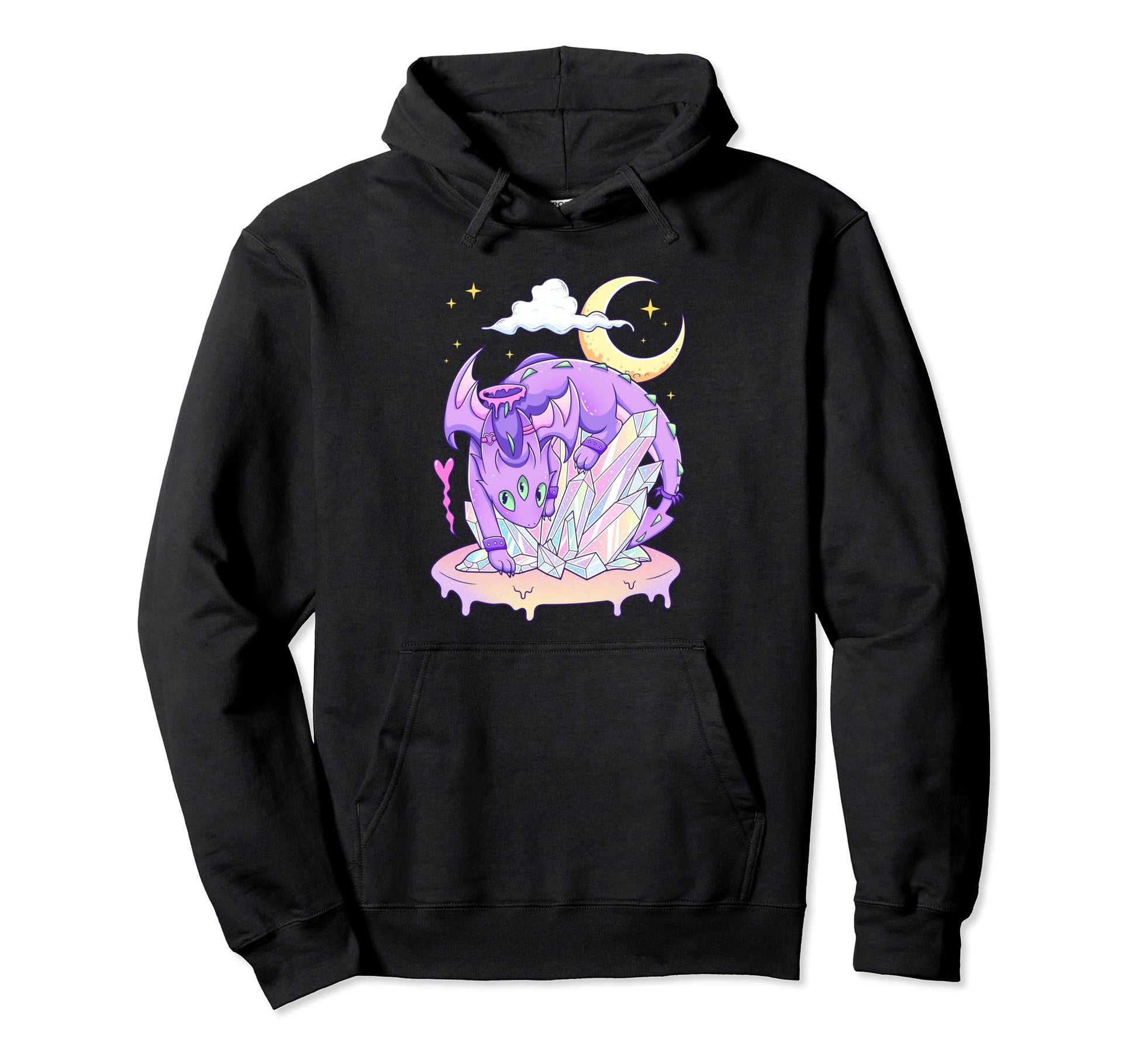 Kawaii Pastel Goth Creepy Crystal Dragon Hoodie - Aesthetic Graphic Unisex - T-Shirt, Sweatshirt, Hoodie