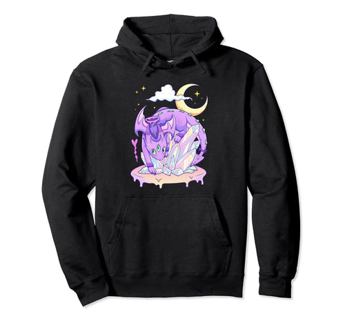 Kawaii Pastel Goth Creepy Crystal Dragon Hoodie - Aesthetic Graphic Unisex - T-Shirt, Sweatshirt, Hoodie