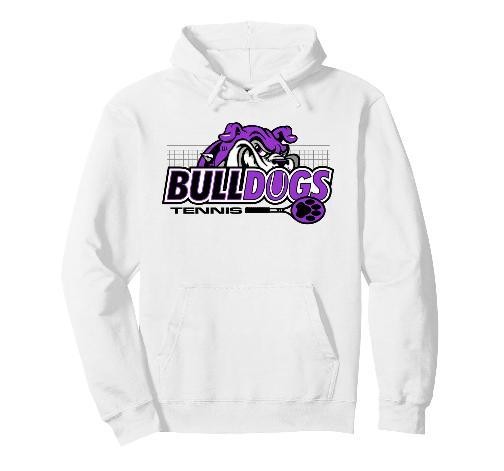 Purple Bulldogs Tennis Mom Mascot Game Hoodie - Fun Novelty Design Unisex - T-Shirt, Sweatshirt, Hoodie