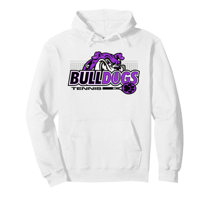 Purple Bulldogs Tennis Mom Mascot Game Hoodie - Fun Novelty Design Unisex - T-Shirt, Sweatshirt, Hoodie