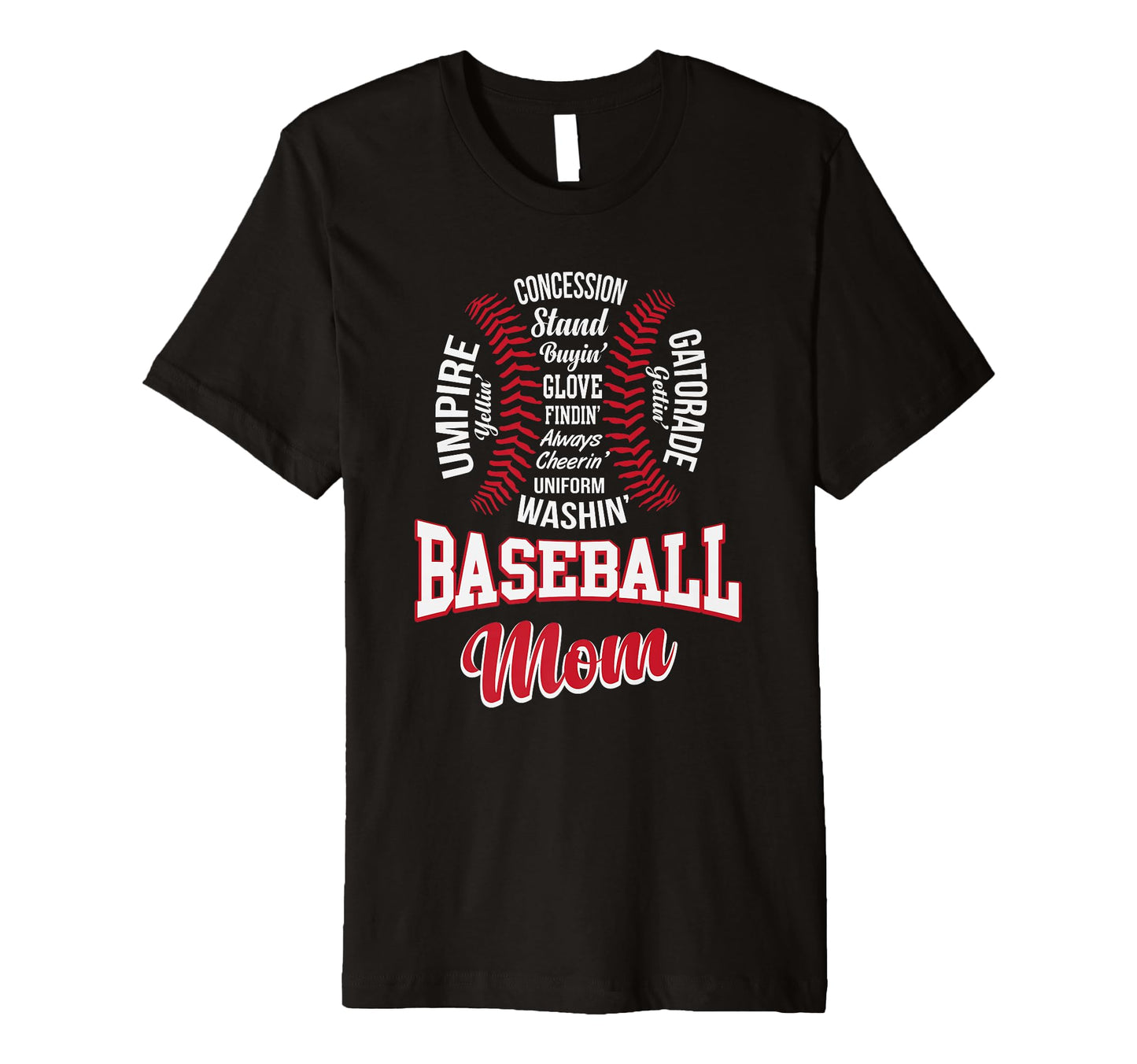 Stylish Baseball Mom Word Cloud T-Shirt - Unique Graphic Men Women - T-Shirt, Sweatshirt, Hoodie