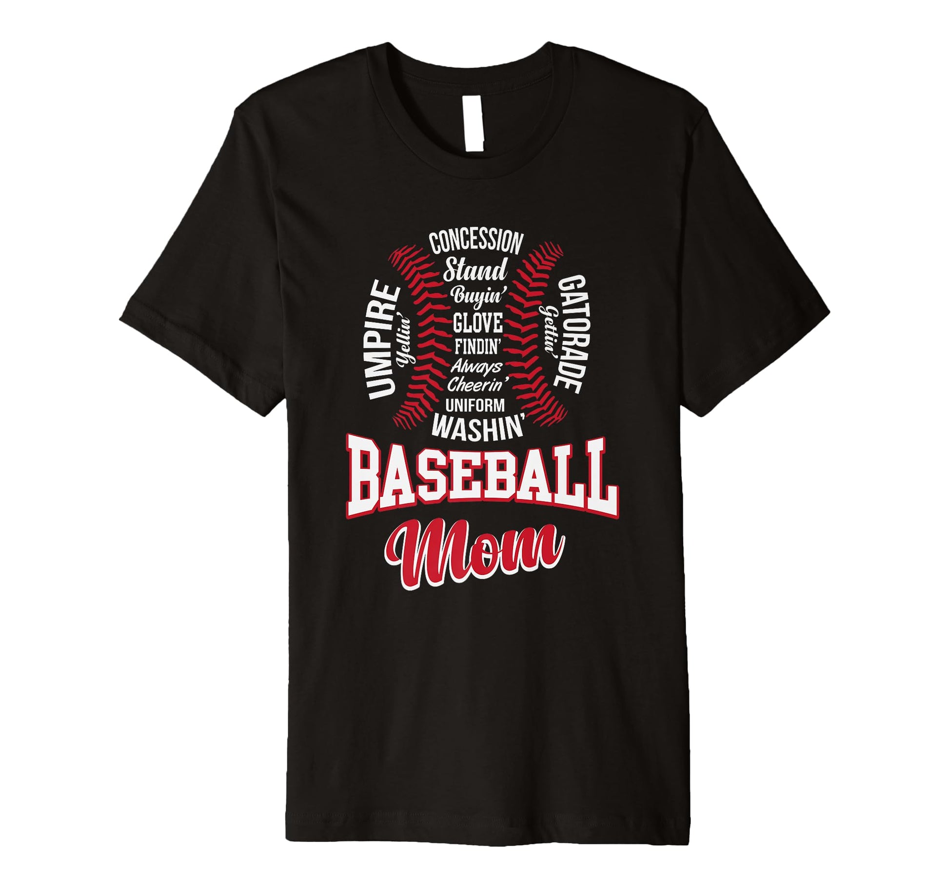 Stylish Baseball Mom Word Cloud T-Shirt - Unique Graphic Men Women - T-Shirt, Sweatshirt, Hoodie