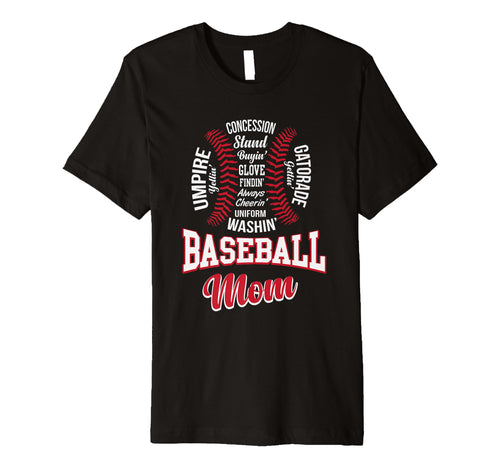 Stylish Baseball Mom Word Cloud T-Shirt - Unique Graphic Men Women - T-Shirt, Sweatshirt, Hoodie