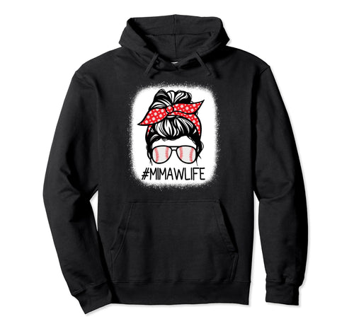 Mimaw Bleached Messy Bun Baseball Hoodie - Novelty Apparel Men Women - T-Shirt, Sweatshirt, Hoodie