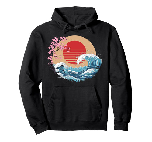 Big Wave Vaporwave Aesthetic 80S Anime Hoodie - Fun Novelty Design Unisex - T-Shirt, Sweatshirt, Hoodie
