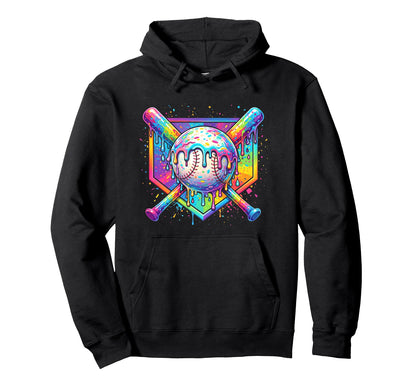 Baseball Drip Ice Cream Drip Baseball Hoodie - Casual Everyday Wear Unisex - T-Shirt, Sweatshirt, Hoodie
