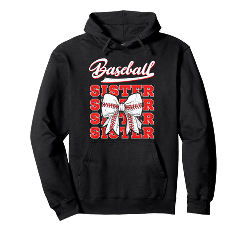 Baseball Sister Coquette Bow Sport Hoodie - Minimalist Print Men Women - T-Shirt, Sweatshirt, Hoodie