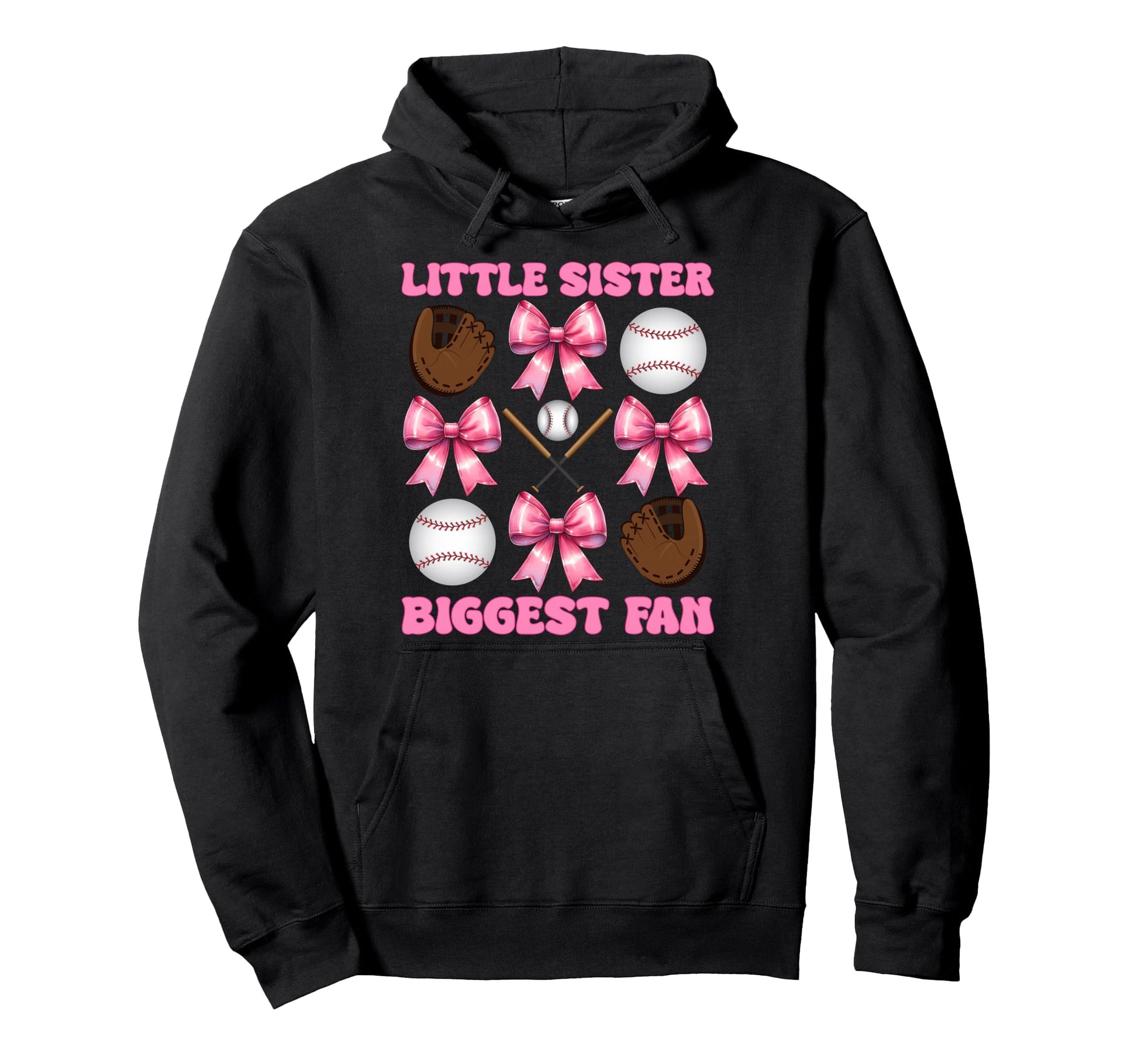 Baseball Sister Coquette Bow Little Hoodie - Unique Graphic Men Women - T-Shirt, Sweatshirt, Hoodie