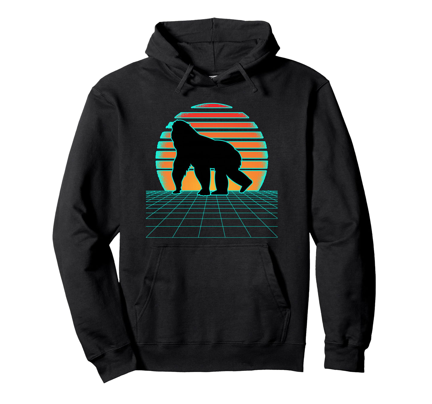 Gorilla Synthwave 80S Aesthetic Vaporwave Hoodie - Novelty Apparel Unisex - T-Shirt, Sweatshirt, Hoodie