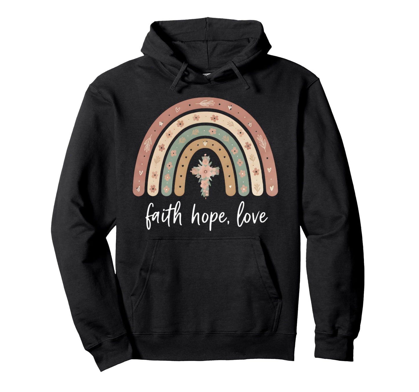 Faith Over Fear Christian Rainbow Hoodie - Trendy Graphic for Adults - T-Shirt, Sweatshirt, Hoodie