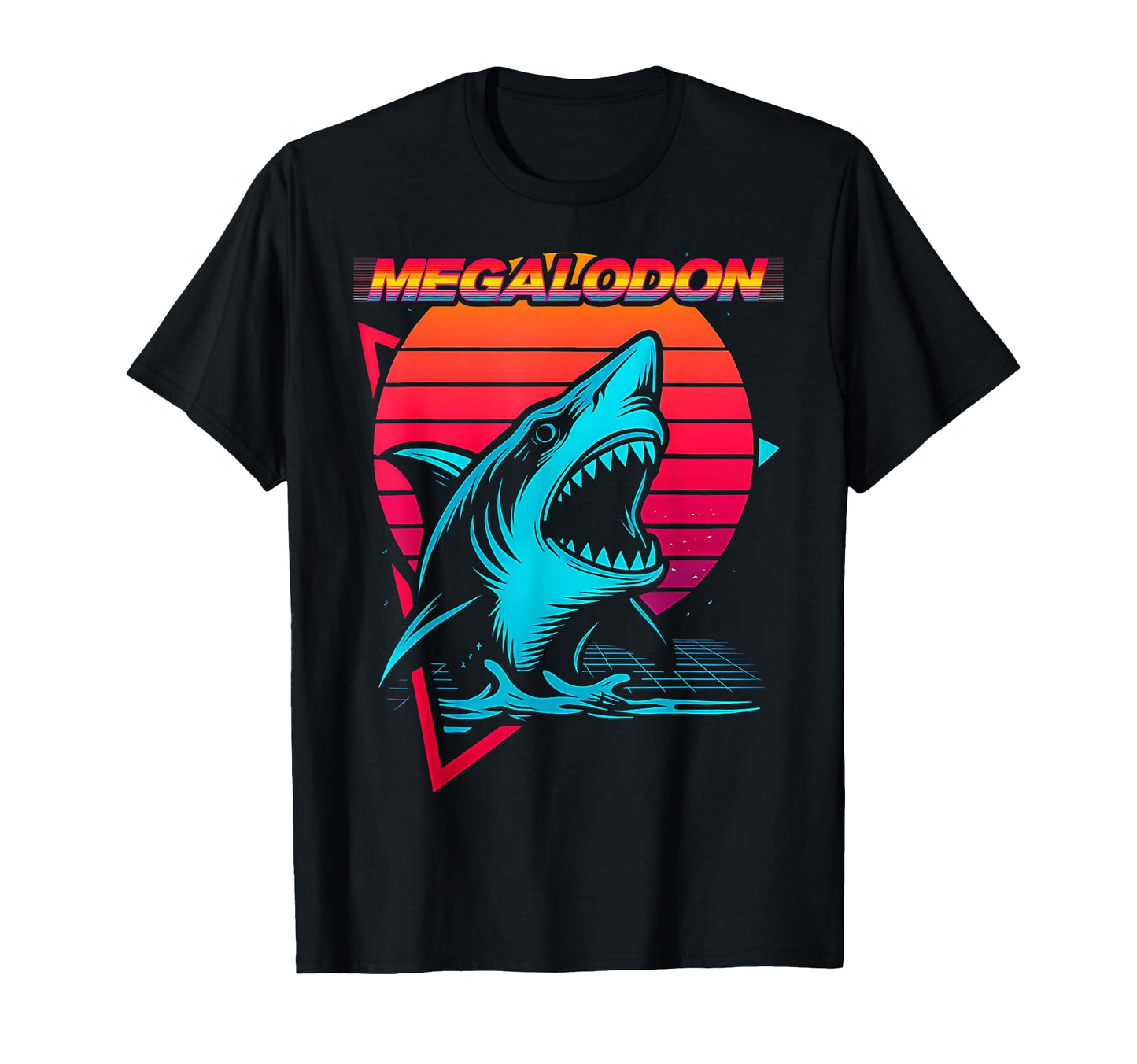 Megalodon Shark Ocean Vaporwave T-Shirt - Novelty Apparel for Adults - T-Shirt, Sweatshirt, Hoodie