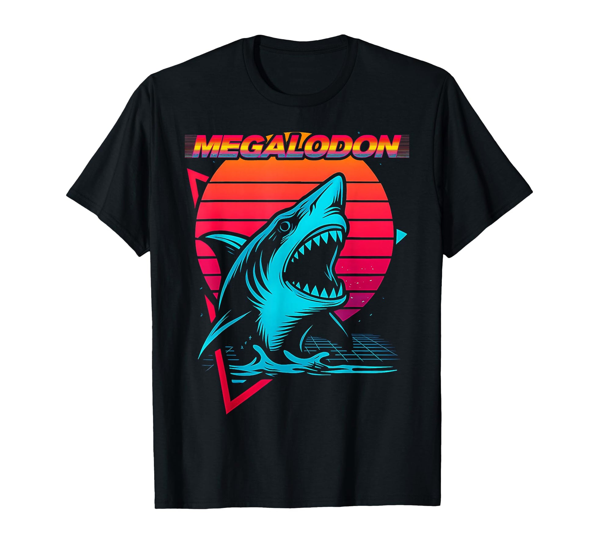 Megalodon Shark Ocean Vaporwave T-Shirt - Novelty Apparel for Adults - T-Shirt, Sweatshirt, Hoodie