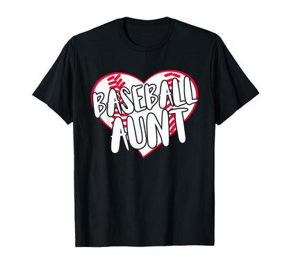 Funny Baseball Aunt Heart T-Shirt - Novelty Apparel Men Women - T-Shirt, Sweatshirt, Hoodie