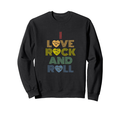 I Love Rock And Roll Rainbow 70S Sweatshirt - Trendy Graphic Unisex - T-Shirt, Sweatshirt, Hoodie