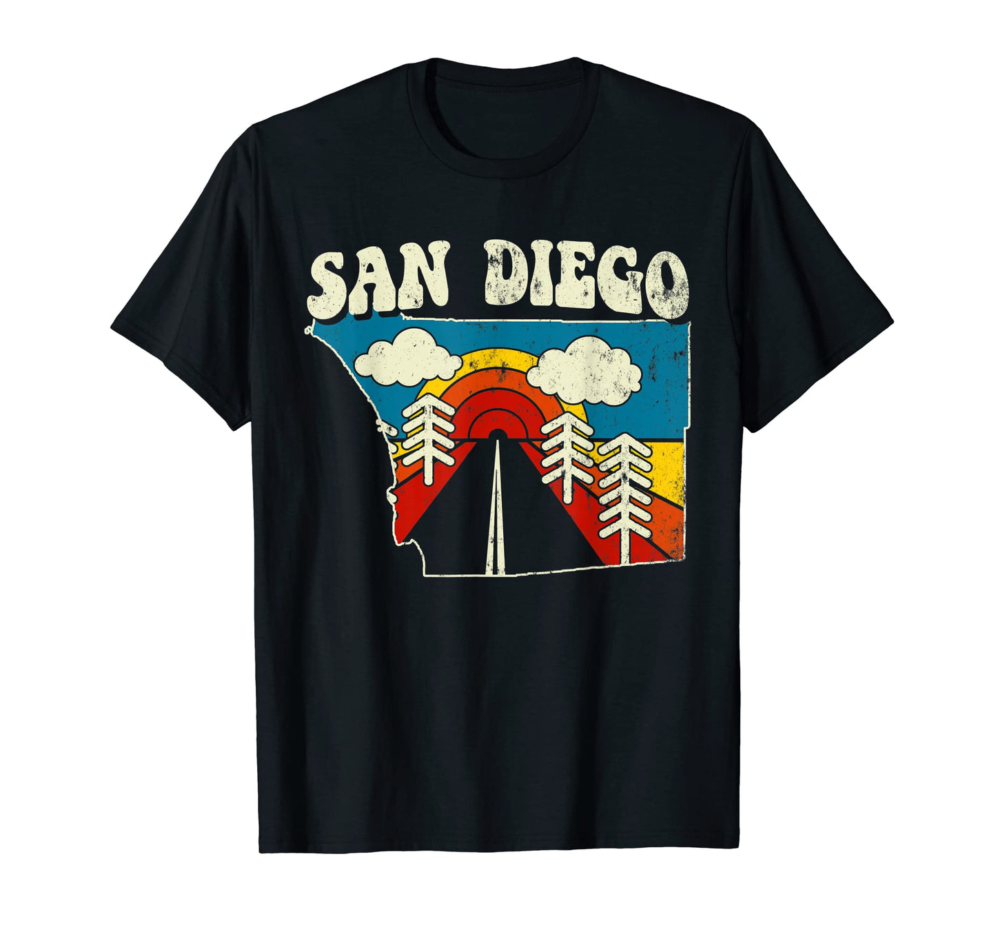 San Diego Usa City Rainbow California 70S T-Shirt - Graphic Print Unisex - T-Shirt, Sweatshirt, Hoodie