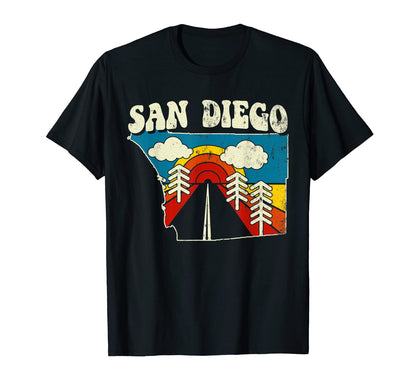 San Diego Usa City Rainbow California 70S T-Shirt - Graphic Print Unisex - T-Shirt, Sweatshirt, Hoodie