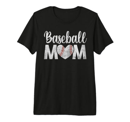 Baseball Mom Baseball Heart Mothers T-Shirt - Streetwear Style for Adults - T-Shirt, Sweatshirt, Hoodie