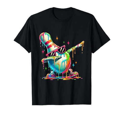 Funny Bowling Pin Dab Rainbow T-Shirt - Aesthetic Graphic for Adults - T-Shirt, Sweatshirt, Hoodie