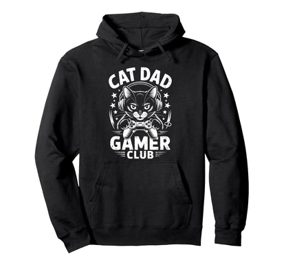 Funny Cat Dad Gamer Club Him Video Game Hoodie - Unique Graphic for Adults - T-Shirt, Sweatshirt, Hoodie