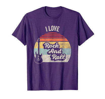 I Love Rock And Roll Guitar Sunset T-Shirt - Graphic Print for Adults - T-Shirt, Sweatshirt, Hoodie