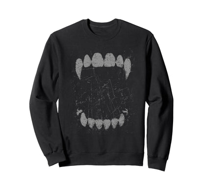 Gothic Grunge Vampire Fangs Sweatshirt - Unique Graphic for Adults - T-Shirt, Sweatshirt, Hoodie