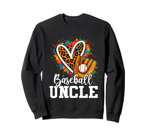 My Favorite Baseball Uncle Leopard Heart Hoodie - Minimalist Print Unisex - T-Shirt, Sweatshirt, Hoodie
